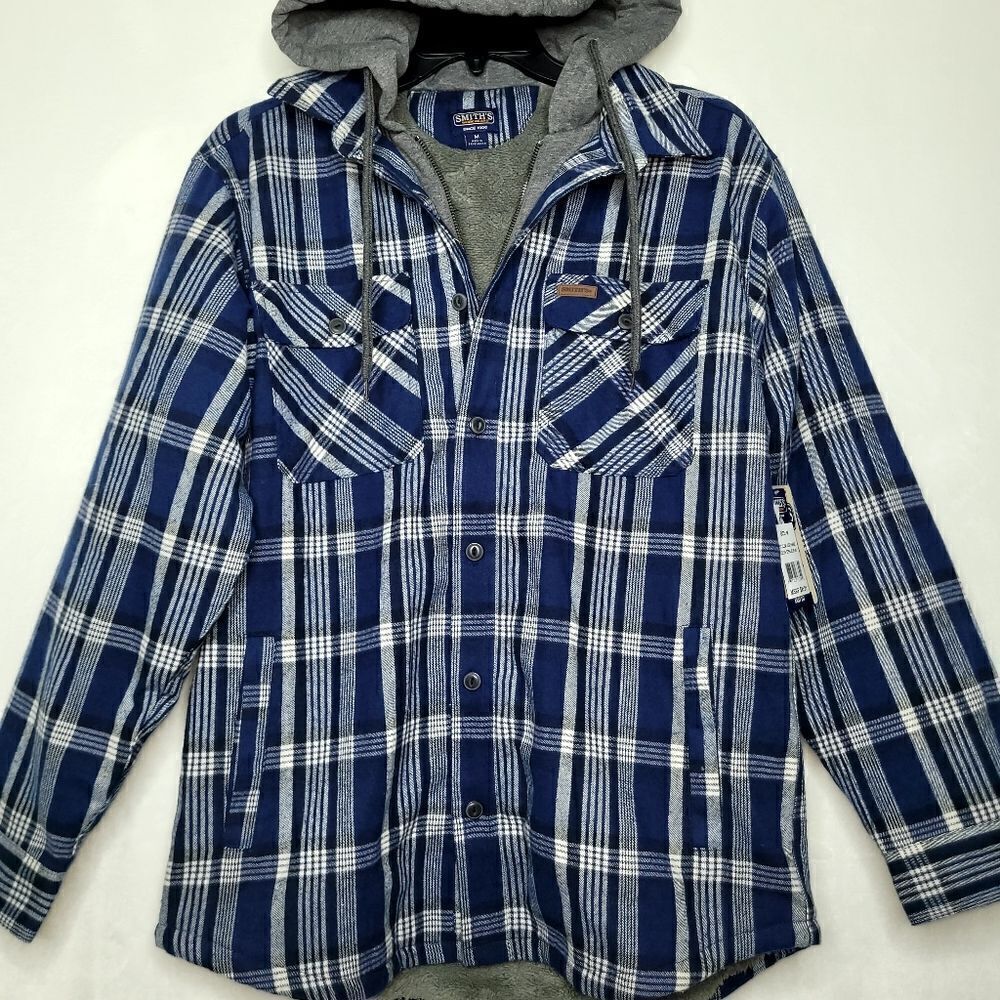 Smith's Workwear Sherpa Lined Flannel‎ Shirt Jacket Size Medium